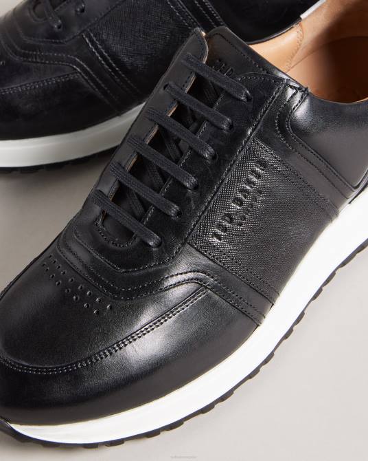 Ted Baker hombres 2ZFP1910 zapatos zapatillas frayne de piel saffiano negro