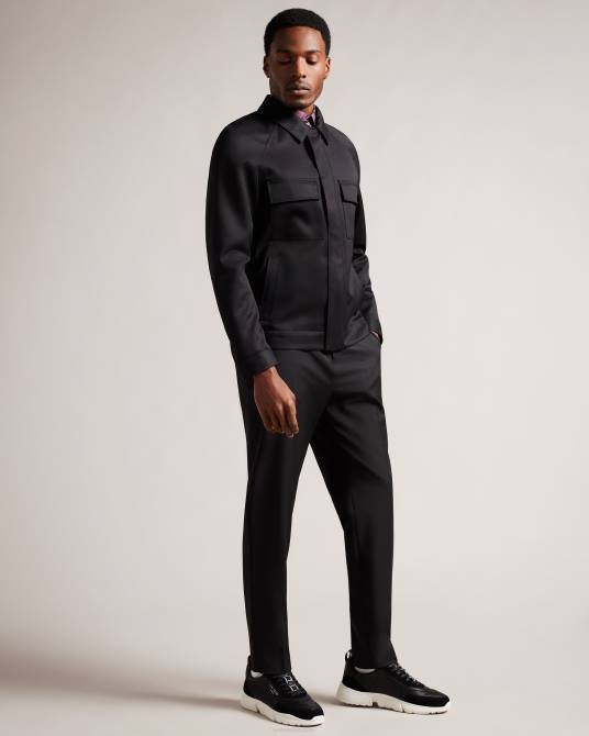 Ted Baker hombres 2ZFP1927 zapatos Zapatillas cecylew de piel lisa y ante negro