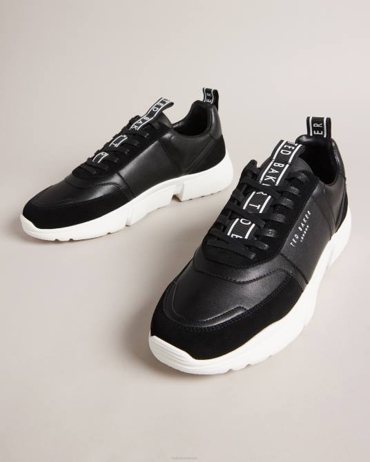 Ted Baker hombres 2ZFP1927 zapatos Zapatillas cecylew de piel lisa y ante negro
