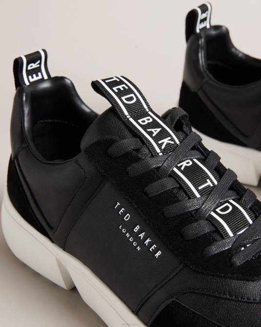 Ted Baker hombres 2ZFP1927 zapatos Zapatillas cecylew de piel lisa y ante negro