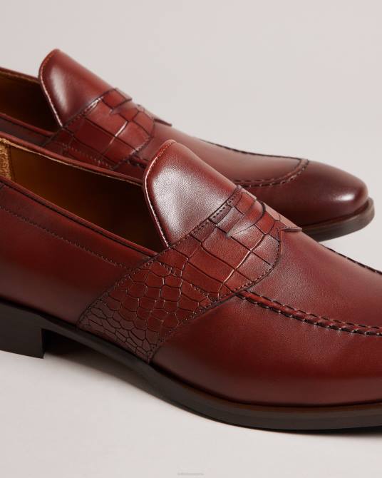 Ted Baker hombres 2ZFP1796 zapatos mocasines formales antoinn de piel efecto cocodrilo chocolate marrón