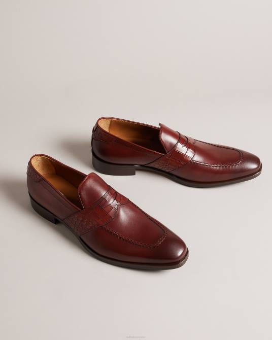 Ted Baker hombres 2ZFP1796 zapatos mocasines formales antoinn de piel efecto cocodrilo chocolate marrón