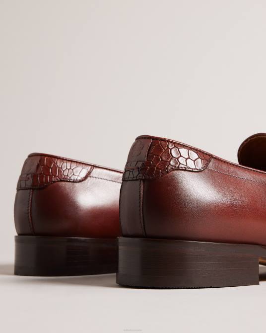 Ted Baker hombres 2ZFP1796 zapatos mocasines formales antoinn de piel efecto cocodrilo chocolate marrón