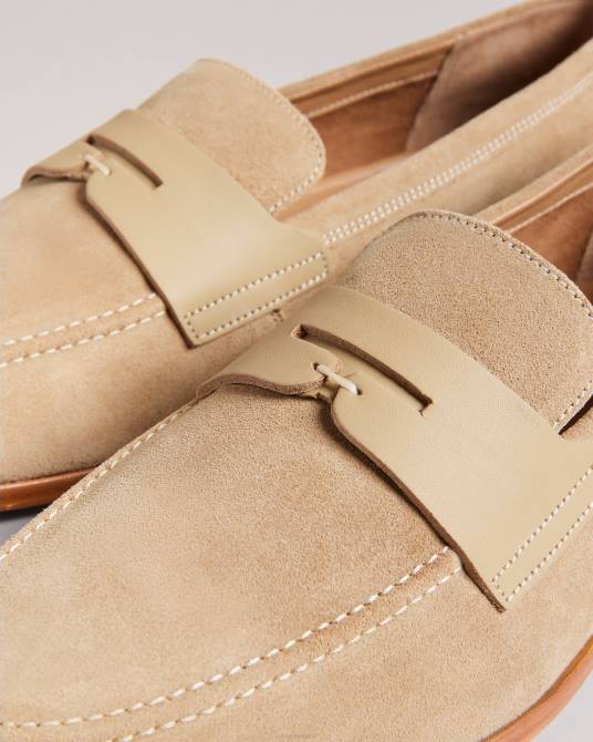 Ted Baker hombres 2ZFP1826 zapatos mocasines adlerr de ante marrón claro