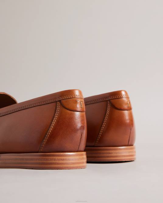 Ted Baker hombres 2ZFP1848 zapatos Mocasines de cuero elegante con herrajes de marca. broncearse