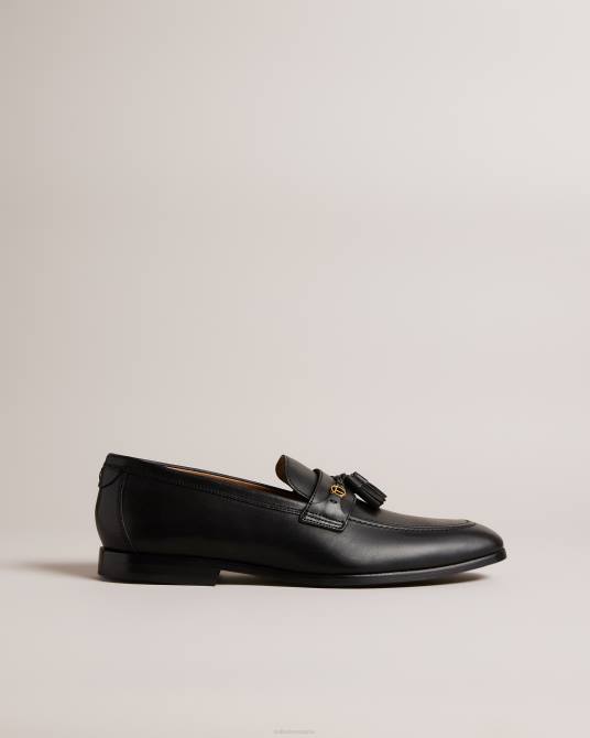 Ted Baker hombres 2ZFP1853 zapatos Mocasines de cuero elegante con herrajes de marca. negro