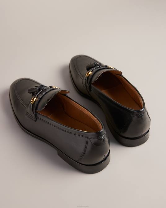 Ted Baker hombres 2ZFP1853 zapatos Mocasines de cuero elegante con herrajes de marca. negro