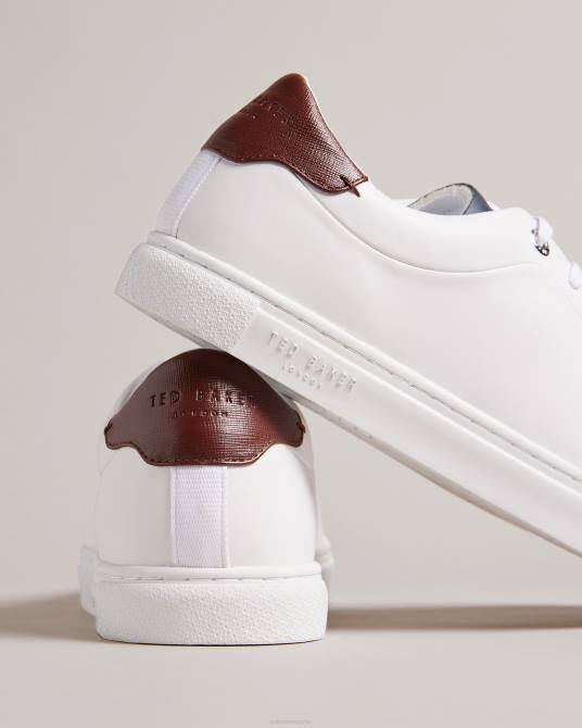 Ted Baker hombres 2ZFP1836 zapatos zapatilla triloba sencilla con cordones blanco rojo