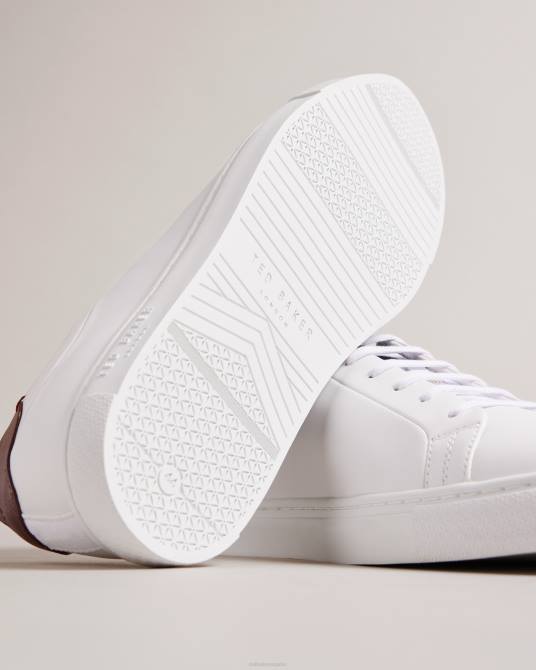 Ted Baker hombres 2ZFP1836 zapatos zapatilla triloba sencilla con cordones blanco rojo