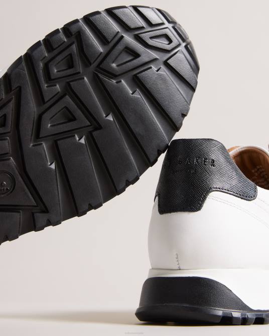 Ted Baker hombres 2ZFP1866 zapatos zapatillas frayne de piel saffiano blanco