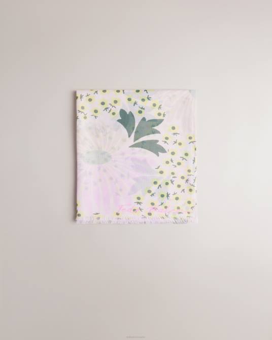 Ted Baker mujer 2ZFP1065 accesorios bufanda de satén con estampado floral rubbyy Rosa palido