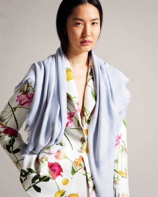 Ted Baker mujer 2ZFP1122 accesorios kemila magnolia bufanda cuadrada grande azul claro