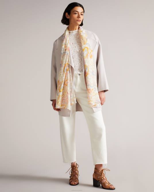 Ted Baker mujer 2ZFP1188 accesorios bufanda pondree de mezcla de seda y cachemira Marfil