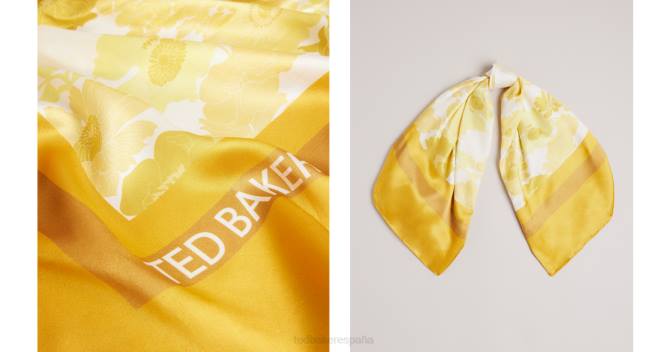 Ted Baker mujer 2ZFP1193 accesorios Scila nueva bufanda cuadrada de seda con estampado romántico amarillo claro