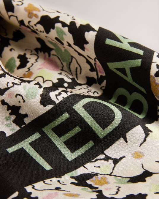 Ted Baker mujer 2ZFP952 accesorios zebbaa bufanda cuadrada de satén con flores y florecitas negro