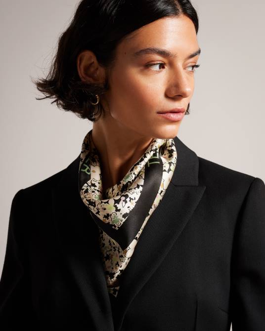 Ted Baker mujer 2ZFP952 accesorios zebbaa bufanda cuadrada de satén con flores y florecitas negro