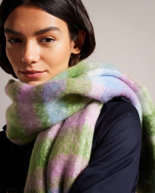 Ted Baker mujer 2ZFP954 accesorios bufanda a cuadros charloa verde claro