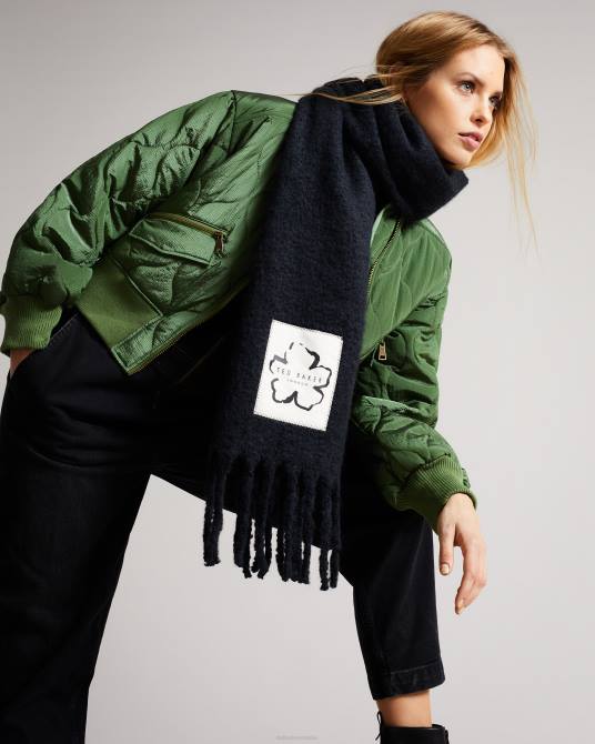 Ted Baker mujer 2ZFP955 accesorios bufanda extragrande con borlas largas tiba negro