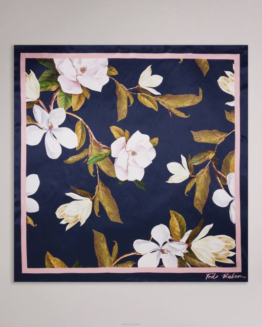 Ted Baker mujer 2ZFP962 accesorios pañuelo cuadrado saallyy de pura seda con estampado floral azul oscuro