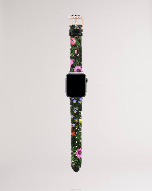 Ted Baker mujer 2ZFP961 accesorios correa para apple watch de cuero floral pernell negro