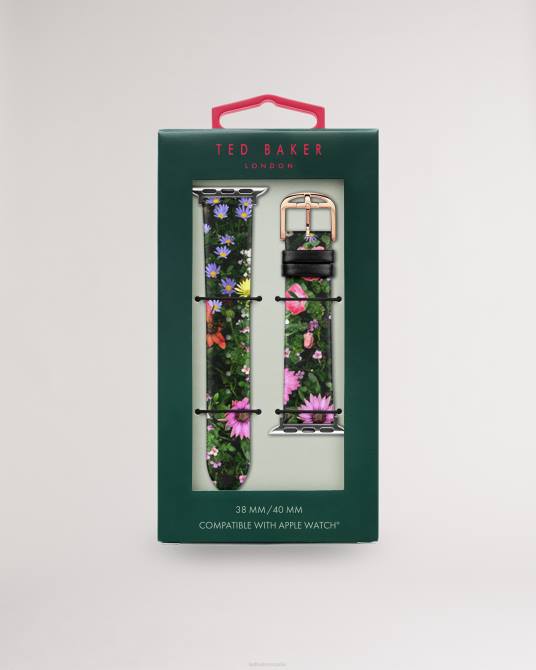 Ted Baker mujer 2ZFP961 accesorios correa para apple watch de cuero floral pernell negro