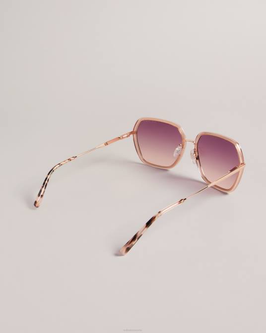 Ted Baker mujer 2ZFP1155 accesorios gafas de sol extragrandes con montura hexagonal civet color oro rosa