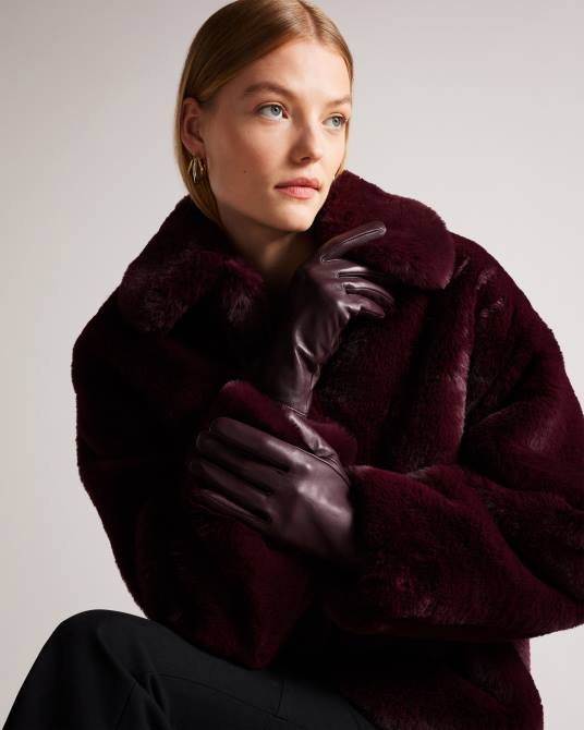 Ted Baker mujer 2ZFP1159 accesorios guantes arleo magnolia de cuero Morado oscuro