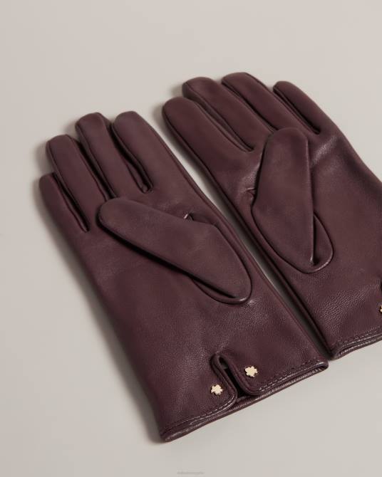 Ted Baker mujer 2ZFP1159 accesorios guantes arleo magnolia de cuero Morado oscuro