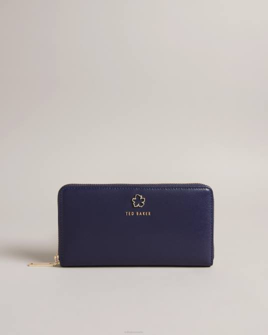 Ted Baker mujer 2ZFP1164 accesorios bolso grande con cremallera y ojales de flores jorjana azul oscuro