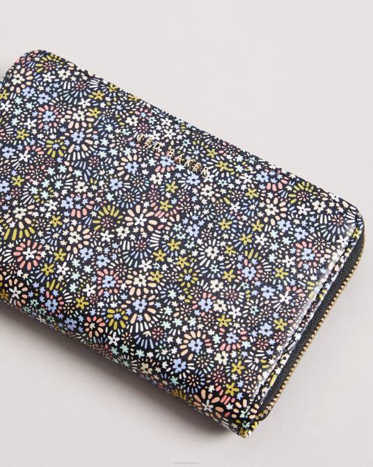 Ted Baker mujer 2ZFP1186 accesorios bolso midi con cremallera y microfloral Retra Retro Flood negro