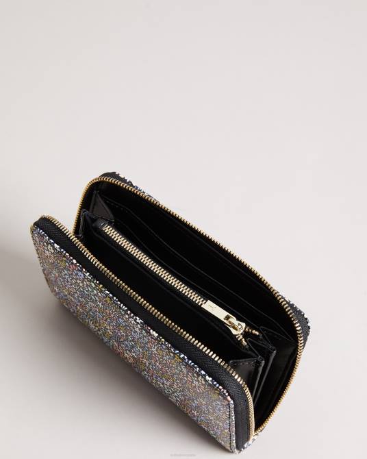 Ted Baker mujer 2ZFP1186 accesorios bolso midi con cremallera y microfloral Retra Retro Flood negro