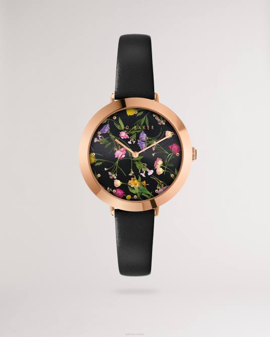 Ted Baker mujer 2ZFP1060 accesorios Reloj isidoro con estampado floral y correa de piel. negro
