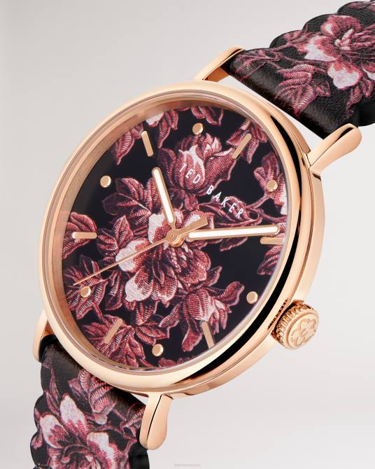 Ted Baker mujer 2ZFP1166 accesorios reloj Phylli con estampado floral y fallas negro