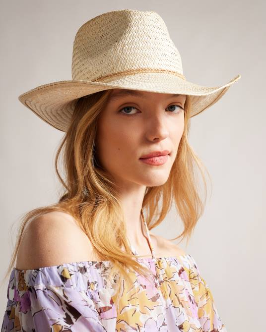 Ted Baker mujer 2ZFP966 accesorios sombrero vaquero de paja kyloa natural