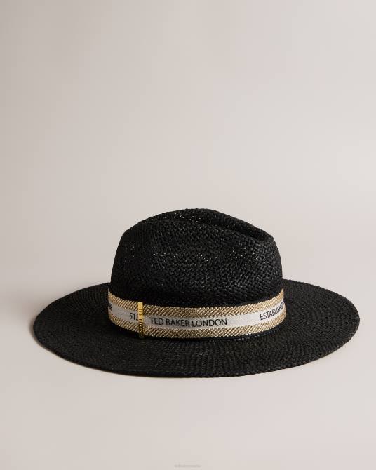 Ted Baker mujer 2ZFP974 accesorios sombrero fedora de paja clairie negro