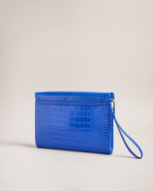 Ted Baker mujer 2ZFP782 bolsas crocey bolso tipo sobre con detalle de cocodrilo grabado azul brillante