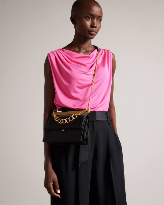 Ted Baker mujer 2ZFP676 bolsas bolso de hombro kialynn pequeño con cadena gruesa negro