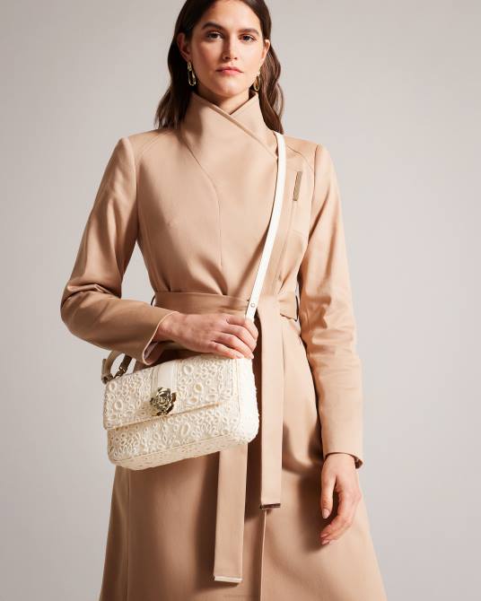 Ted Baker mujer 2ZFP696 bolsas bolso de hombro de encaje florasa magnolia Marfil