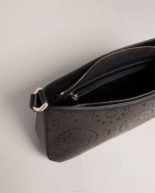 Ted Baker mujer 2ZFP722 bolsas bolso de hombro magnolia cortado con láser libily negro