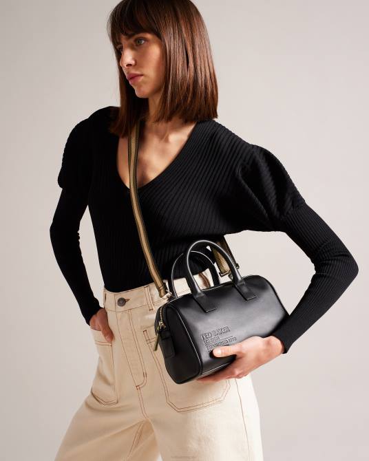 Ted Baker mujer 2ZFP784 bolsas bolso de hombro con cinta de la marca daralia negro