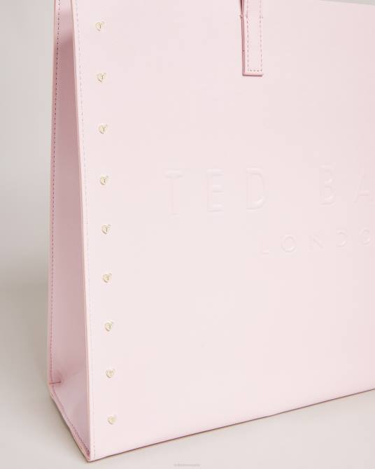 Ted Baker mujer 2ZFP691 bolsas bolso ancho con ícono y tachuelas en forma de corazón Studcon Rosa palido
