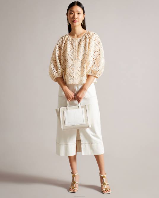 Ted Baker mujer 2ZFP729 bolsas bolso tote aksanna mediano de lona blanco