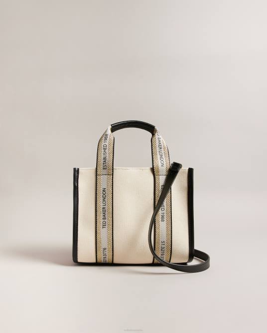 Ted Baker mujer 2ZFP733 bolsas bolso tote pequeño de lona con cinchas y la marca Georjea crudo