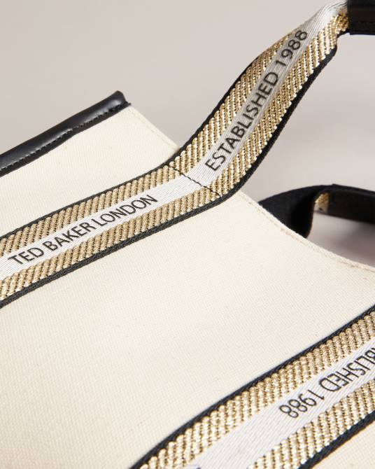 Ted Baker mujer 2ZFP733 bolsas bolso tote pequeño de lona con cinchas y la marca Georjea crudo