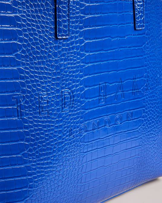 Ted Baker mujer 2ZFP758 bolsas bolso tote allicon con icono de cocodrilo simulado azul brillante