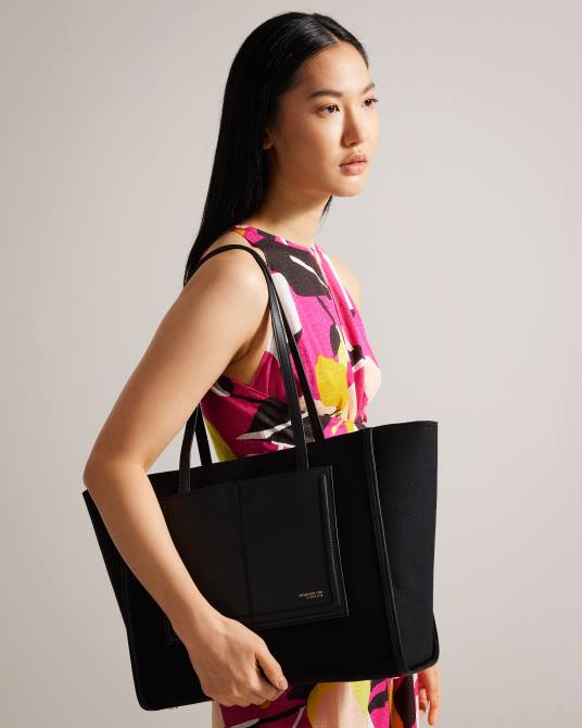 Ted Baker mujer 2ZFP761 bolsas bolso tote aksani grande de lona negro azabache