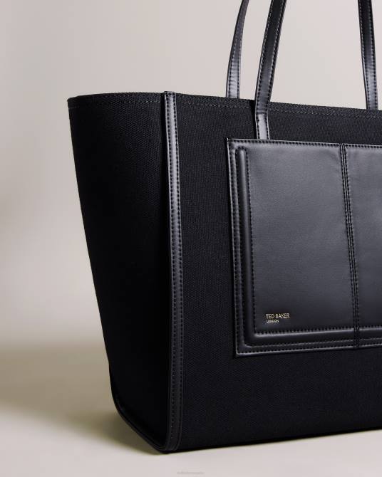 Ted Baker mujer 2ZFP761 bolsas bolso tote aksani grande de lona negro azabache