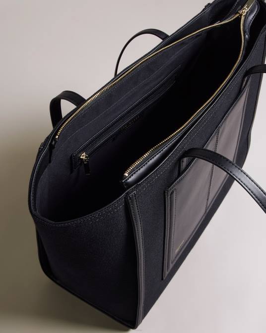 Ted Baker mujer 2ZFP761 bolsas bolso tote aksani grande de lona negro azabache