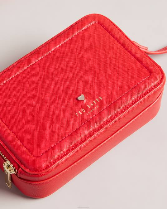 Ted Baker mujer 2ZFP684 bolsas bolso cámara pequeño stinah con apliques en forma de corazón rojo