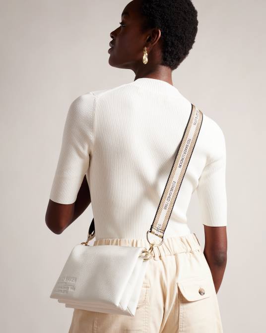 Ted Baker mujer 2ZFP663 bolsas bandolera con cinchas y logo delphia crudo